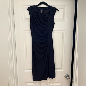 Vera Wang navy rouched cocktail dress